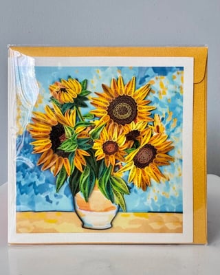 Handmade Quilling Card - Sunflower pot
