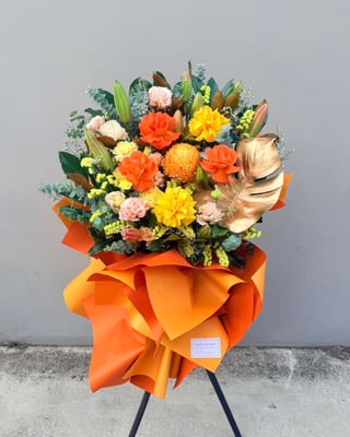 Grand Opening Orange And Yellow Flower Stand