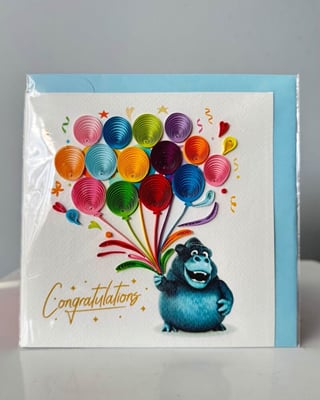 Handmade Quilling Card - Congrats Gorilla
