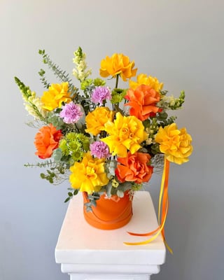 Amber Sunrise Flower Leather Hat Box