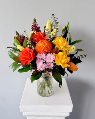 Seasonal Flower Vase Orange and Yellow