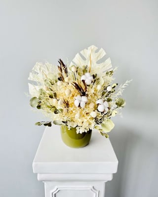 White Preserved Flower Pot