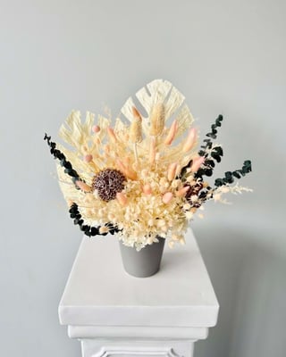 White And Pink Preserved Flower Pot