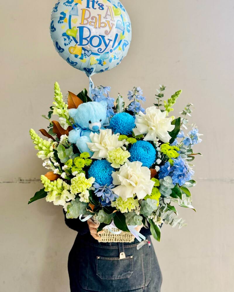 Luxury Baby Boy Flower Basket