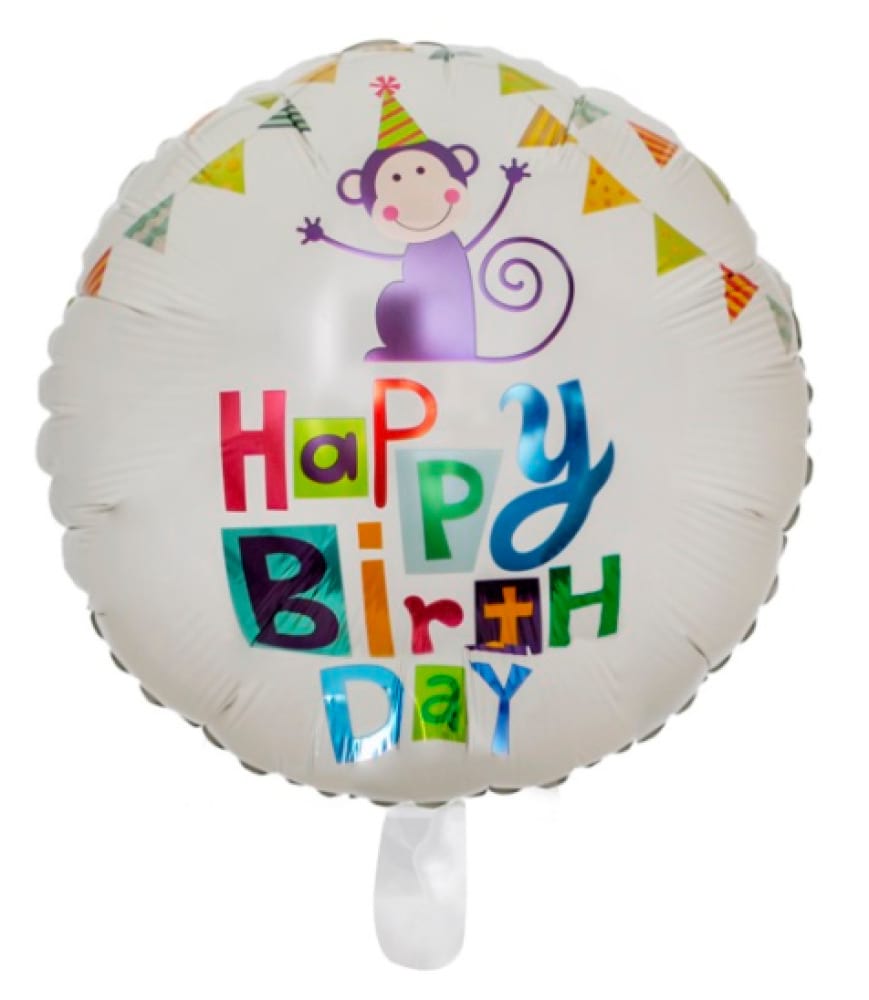 Helium Foil Balloon - Happy Birthday Monkey
