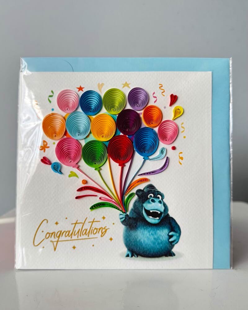 Handmade Quilling Card - Congrats Gorilla