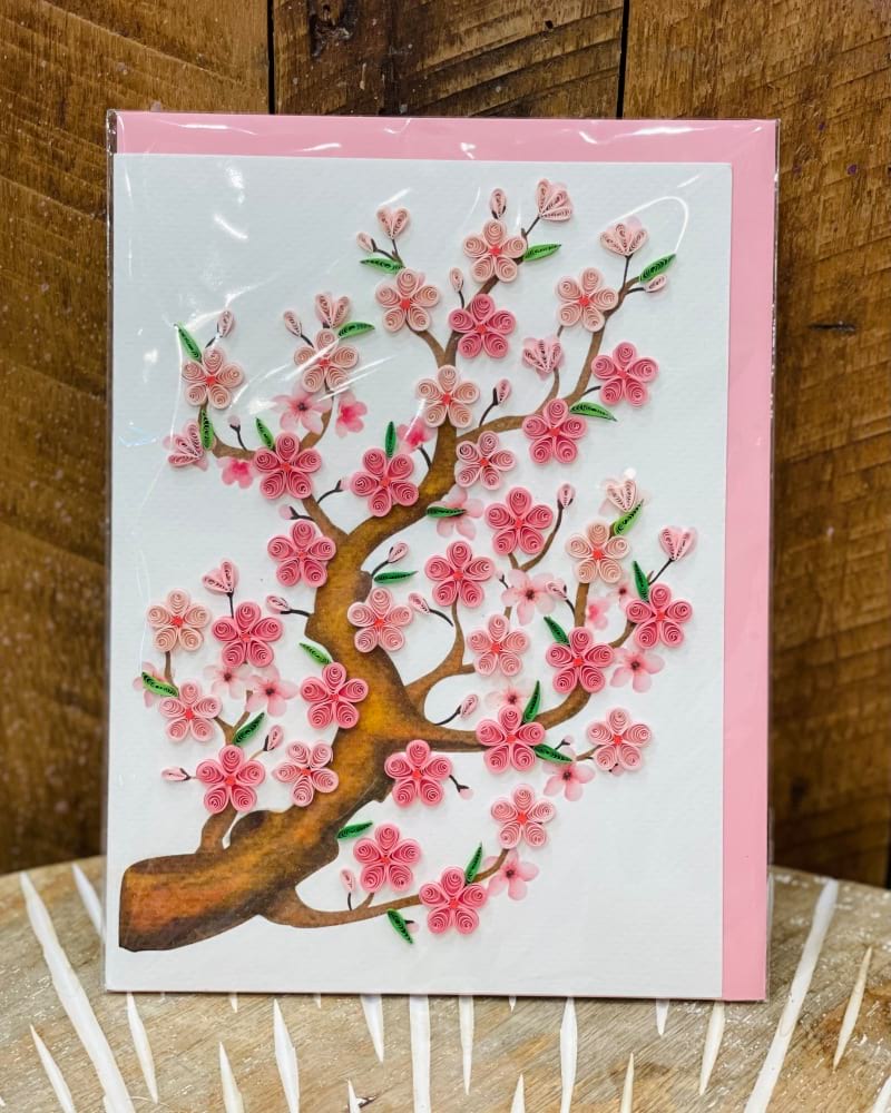 HANDMADE QUILLING CARD Large Cherry blossom tree Sarina's Florist
