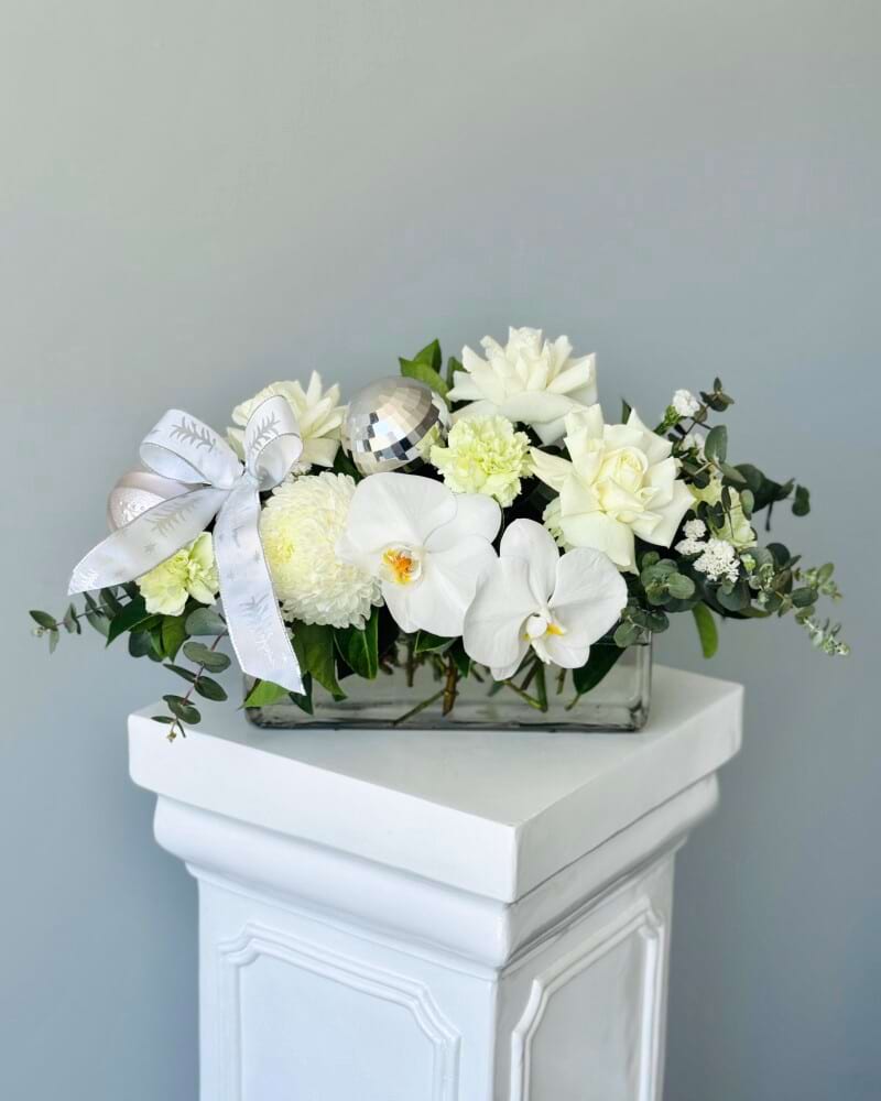 White Christmas Rectangle Flower Vase