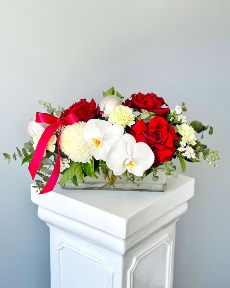 Red And White Christmas Rectangle Flower Vase