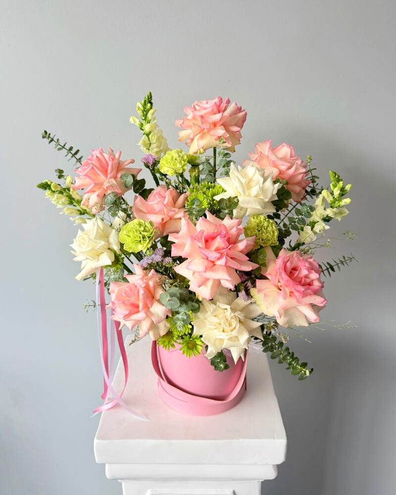 Blush Whisper Flower Leather Hat Box