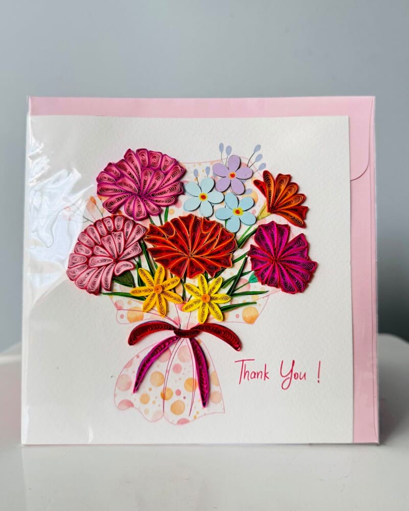 Handmade Quilling Card - Thank You Bouquet