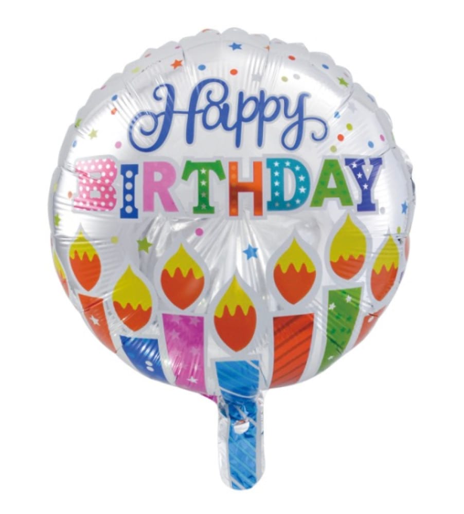 Helium Foil - Happy Birthday balloon candles